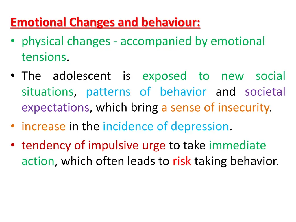emotional changes and behaviour physical changes
