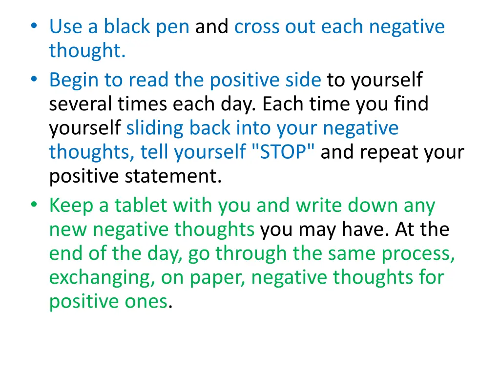 use a black pen and cross out each negative