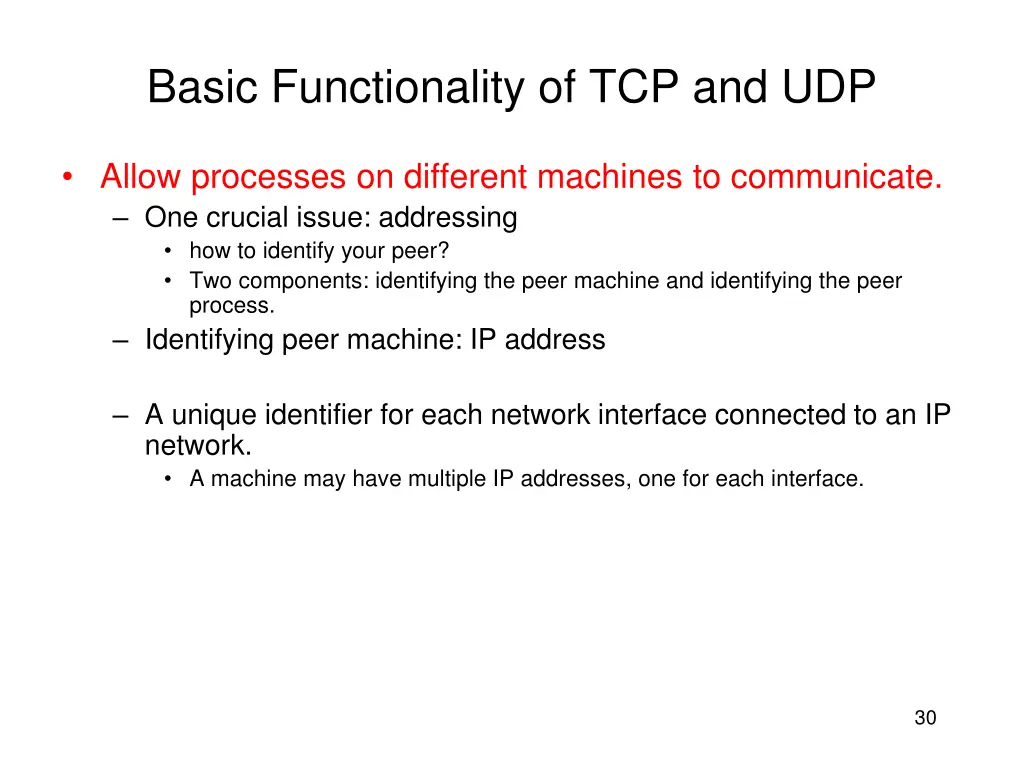 basic functionality of tcp and udp