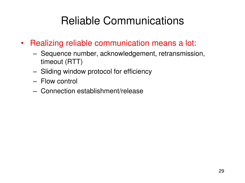 reliable communications
