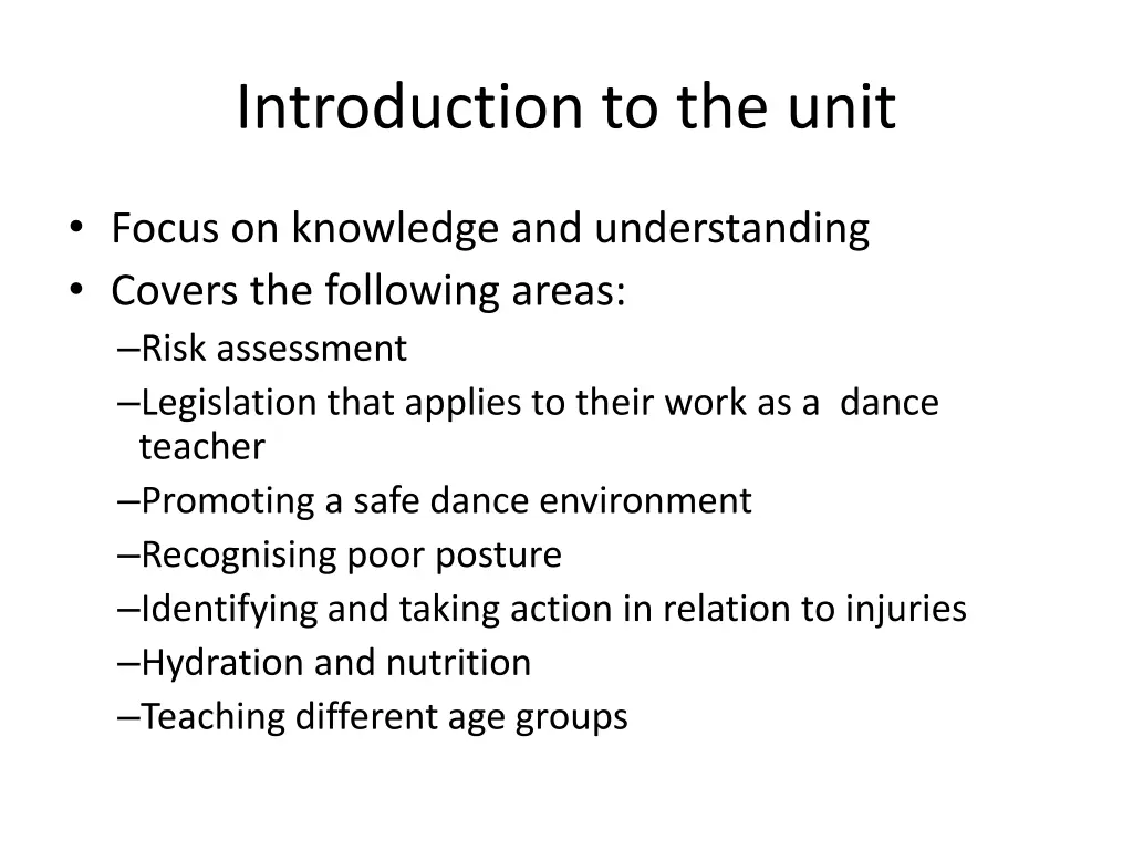 introduction to the unit