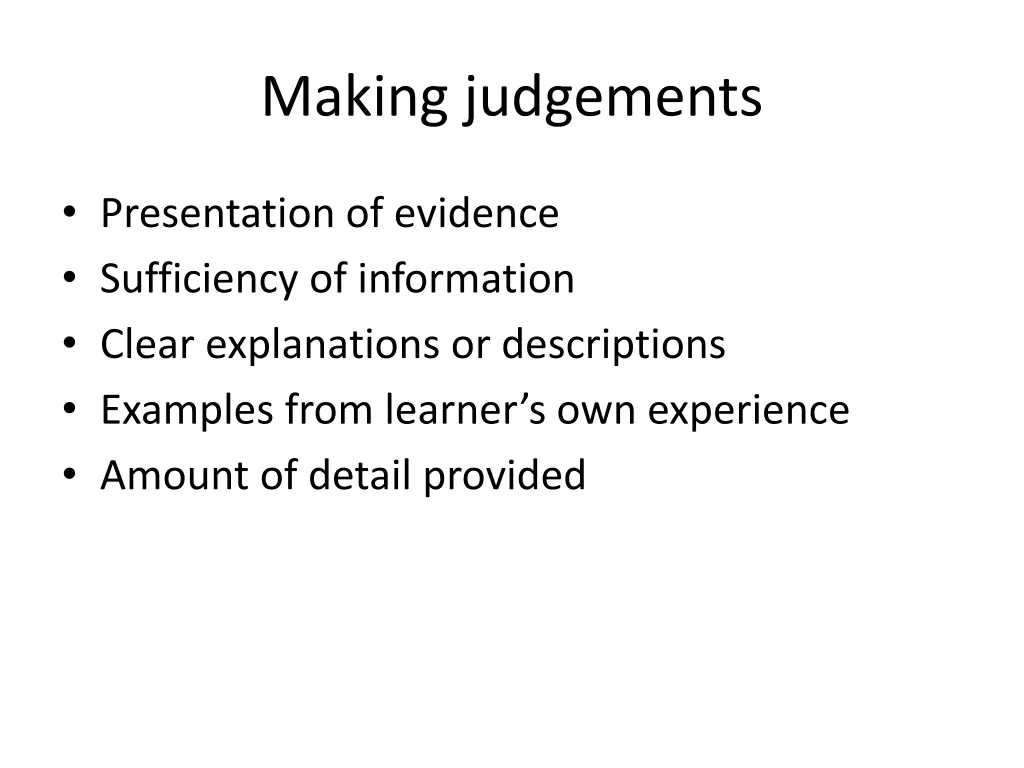 making judgements