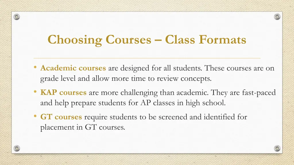 choosing courses class formats