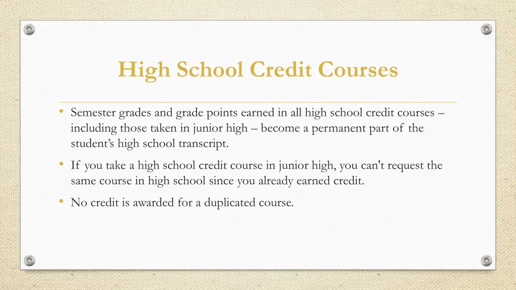 high school credit courses