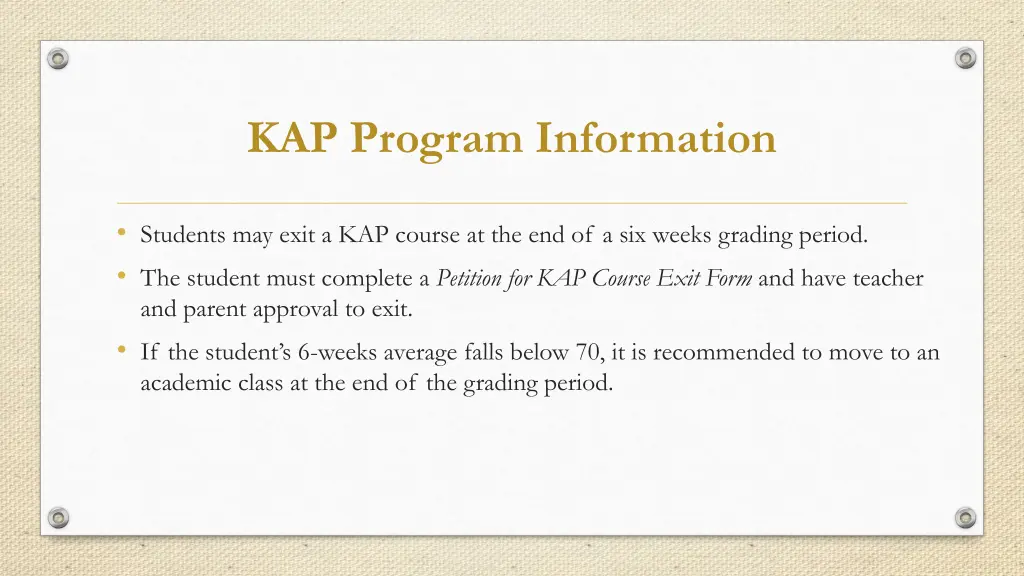 kap program information 1