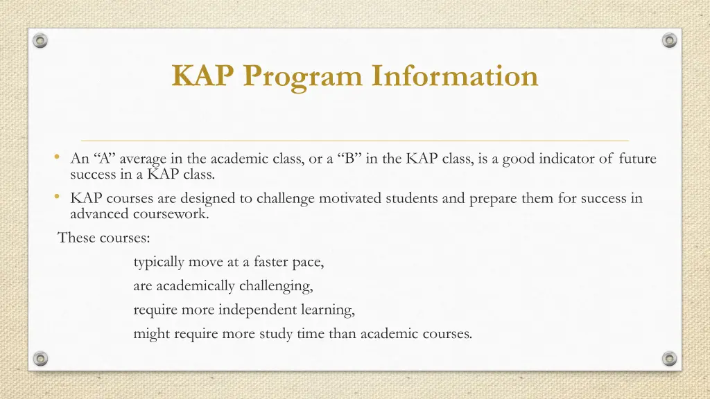 kap program information