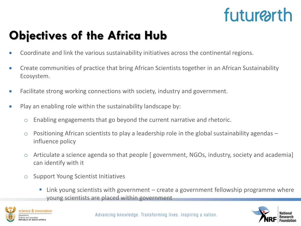 objectives of the africa hub