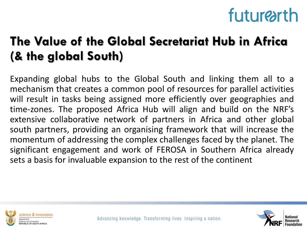 the value of the global secretariat hub in africa