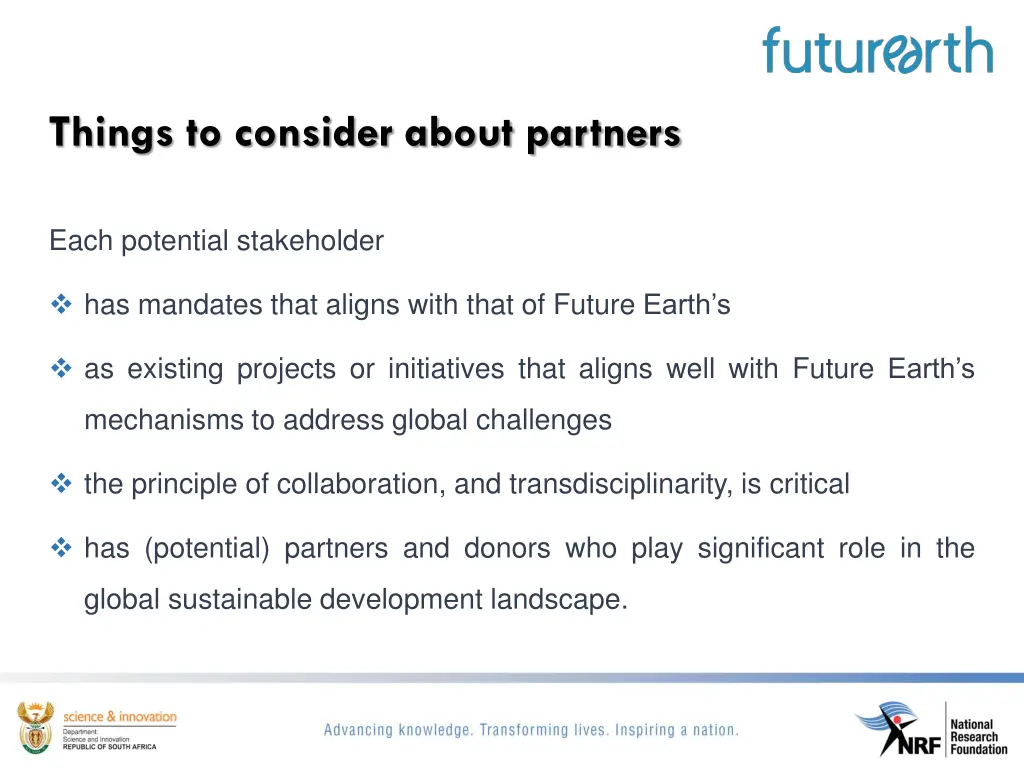 things to consider about partners