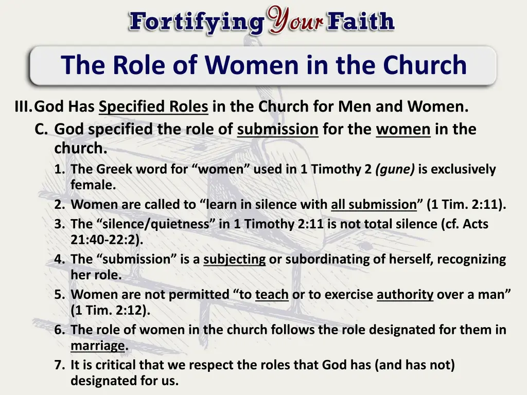 the role of women in the church 3
