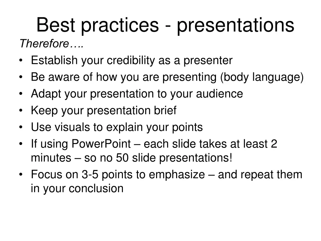 best practices presentations therefore establish