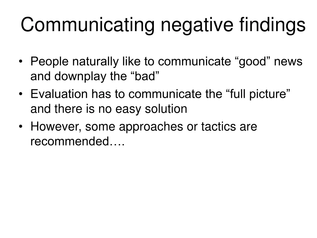 communicating negative findings