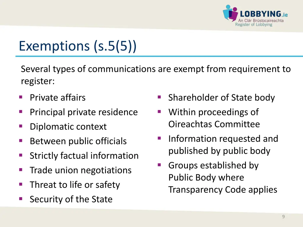 exemptions s 5 5