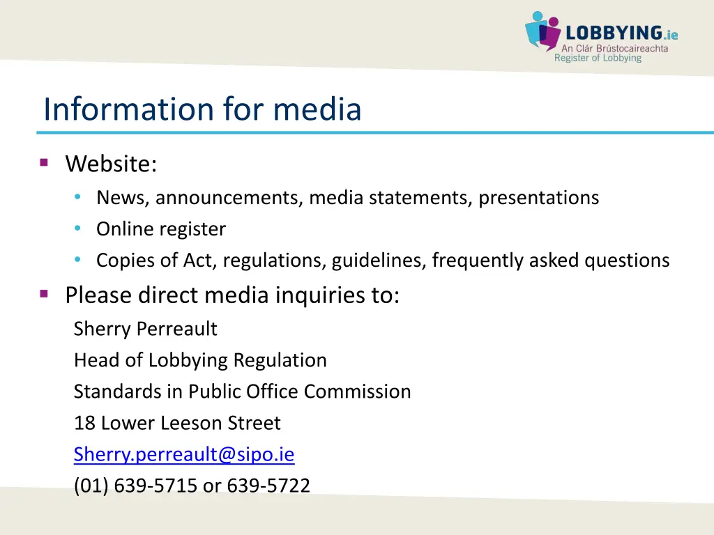 information for media