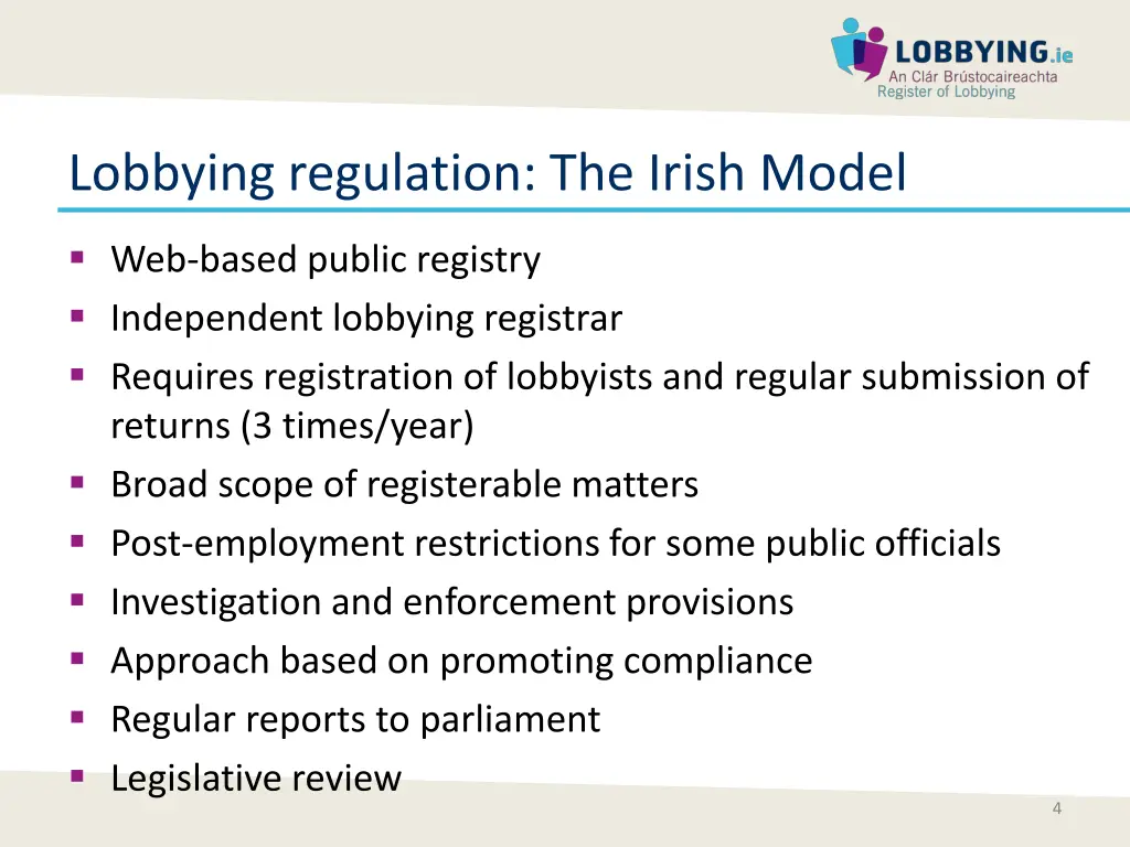 lobbying regulation the irish model