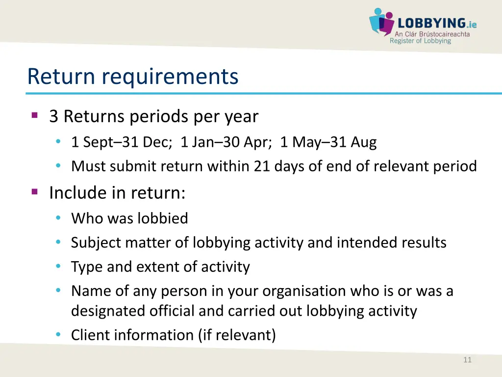 return requirements