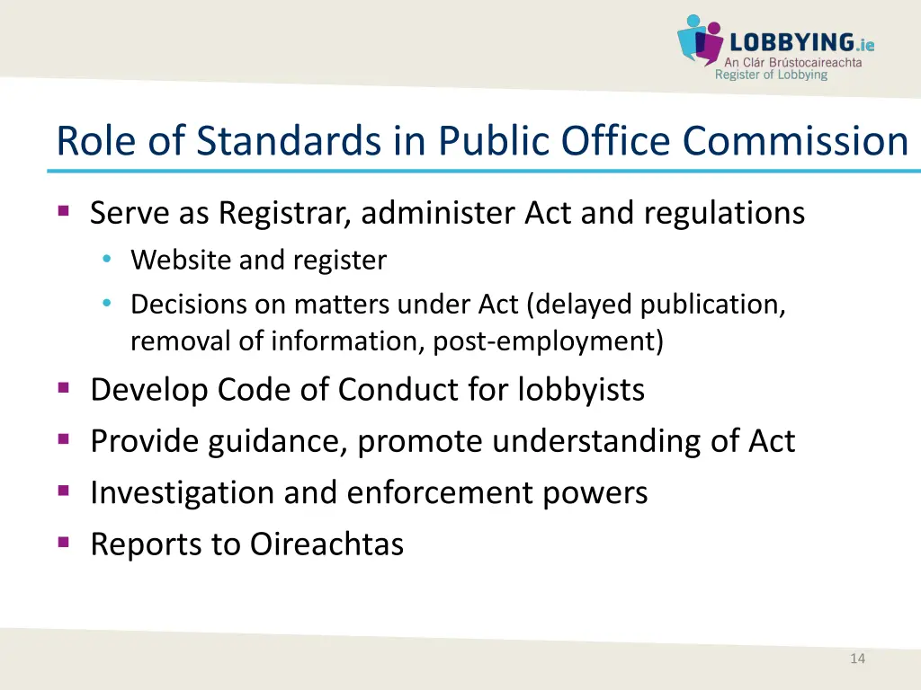role of standards in public office commission