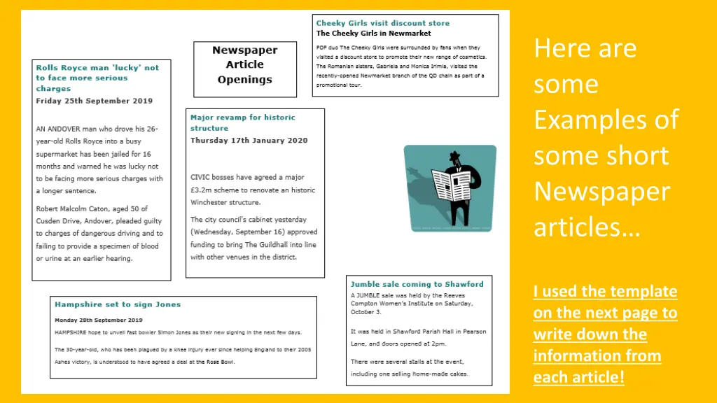 here are some examples of some short newspaper