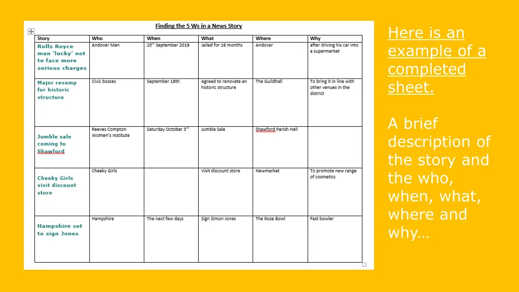 here is an example of a completed sheet