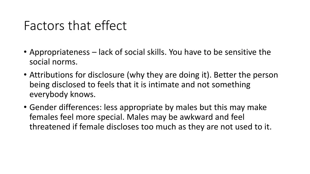 factors that effect