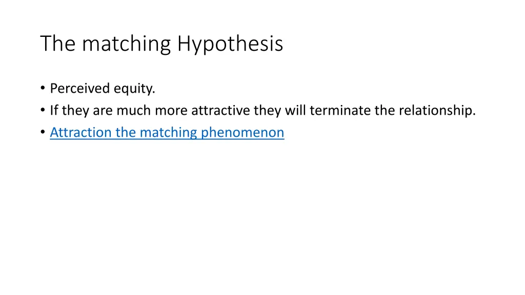 the matching hypothesis
