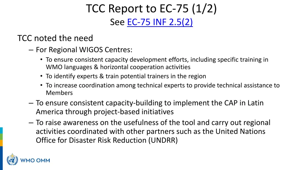 tcc report to ec 75 1 2 see ec 75 inf 2 5 2