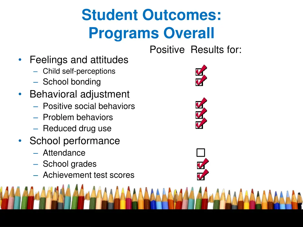 student outcomes programs overall positive