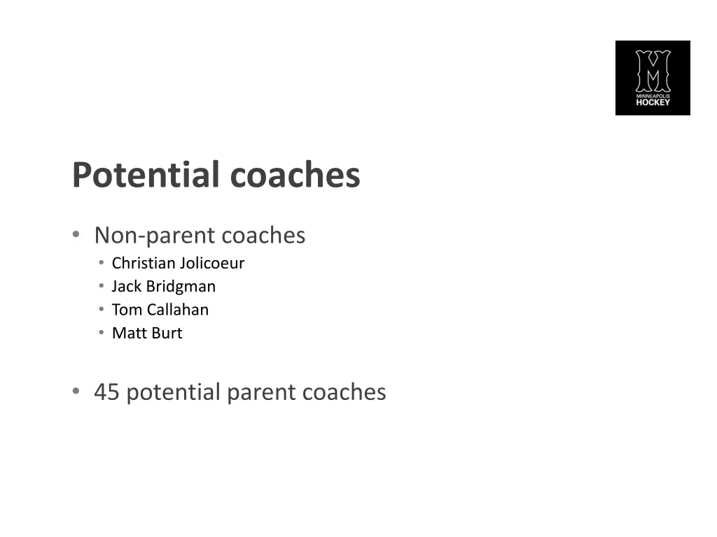 potential coaches