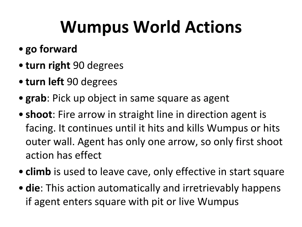 wumpus world actions