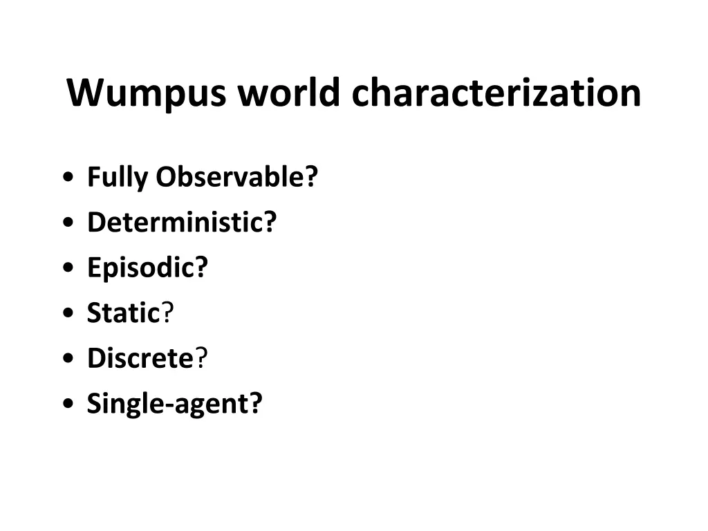 wumpus world characterization