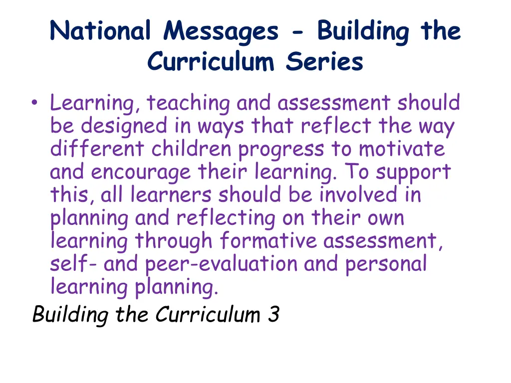national messages building the curriculum series