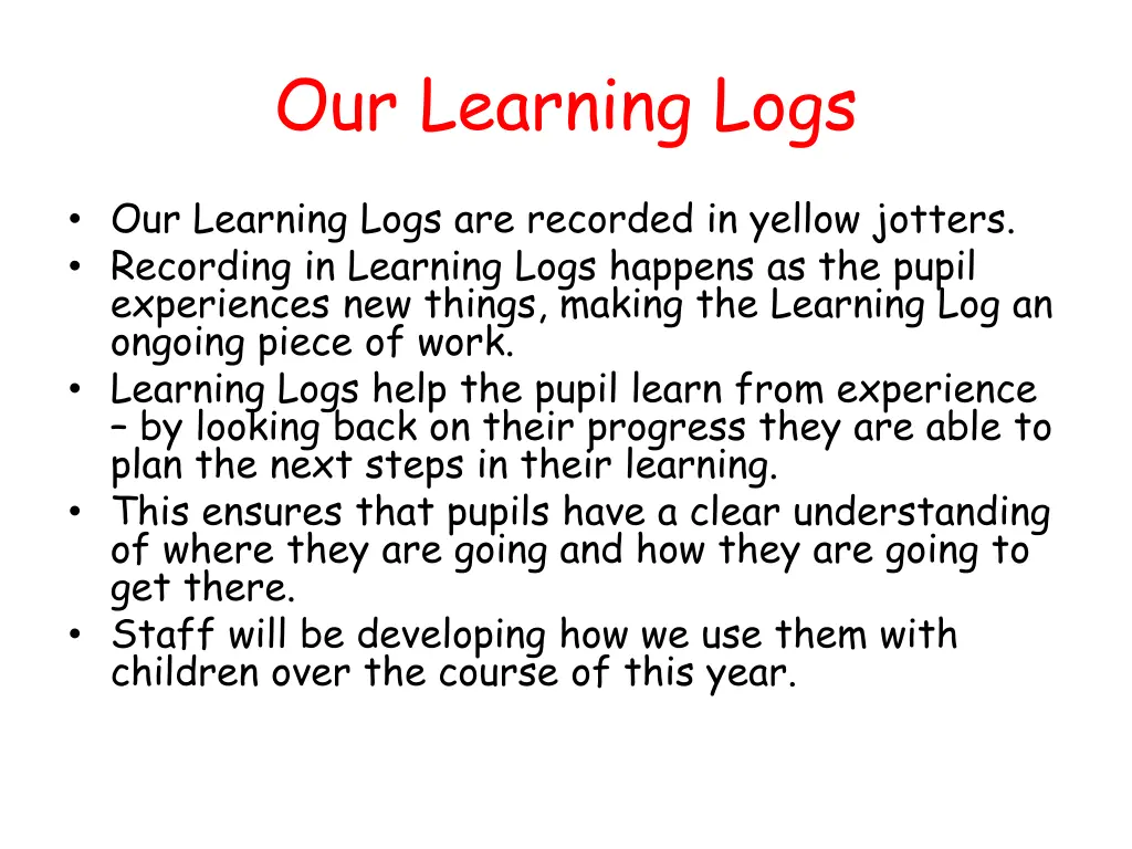 our learning logs