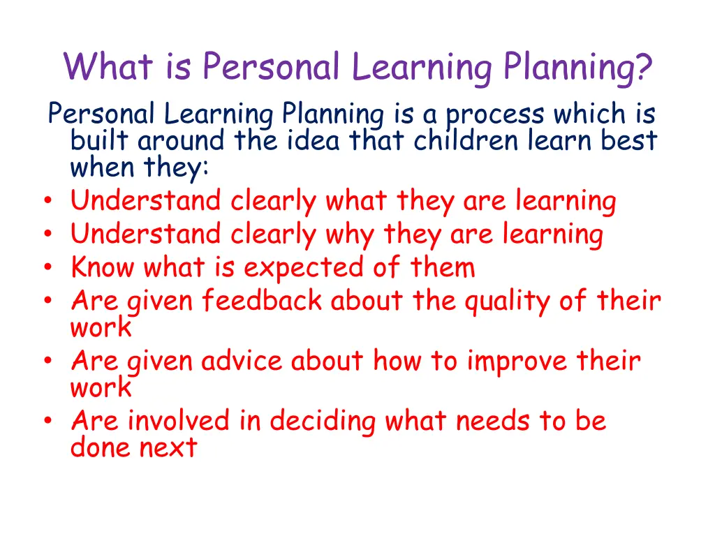 what is personal learning planning personal