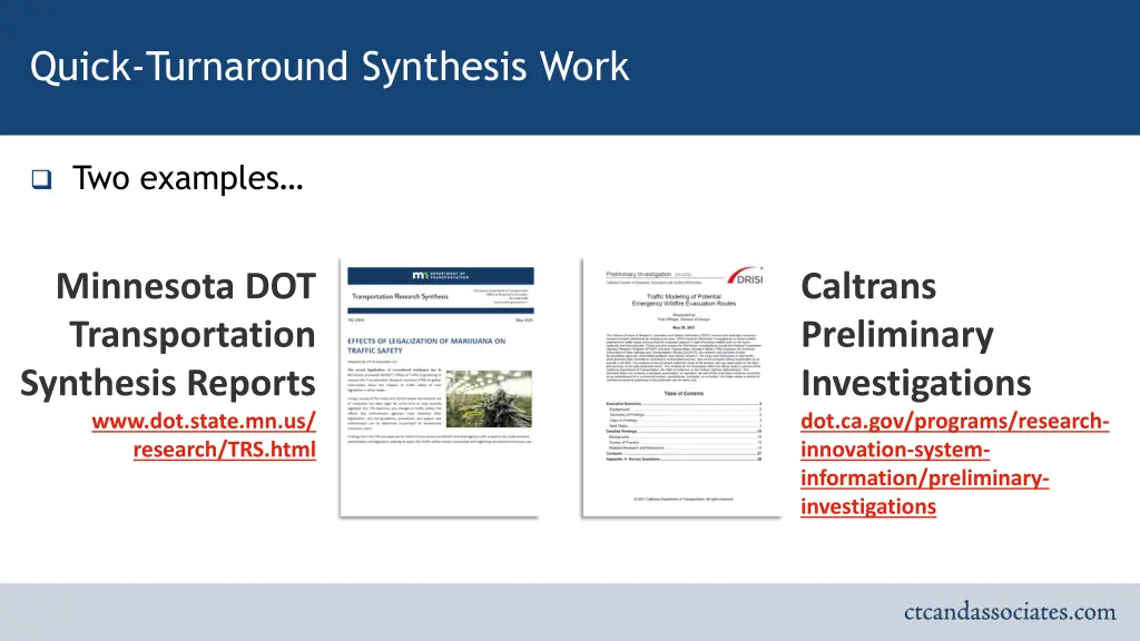 quick turnaround synthesis work