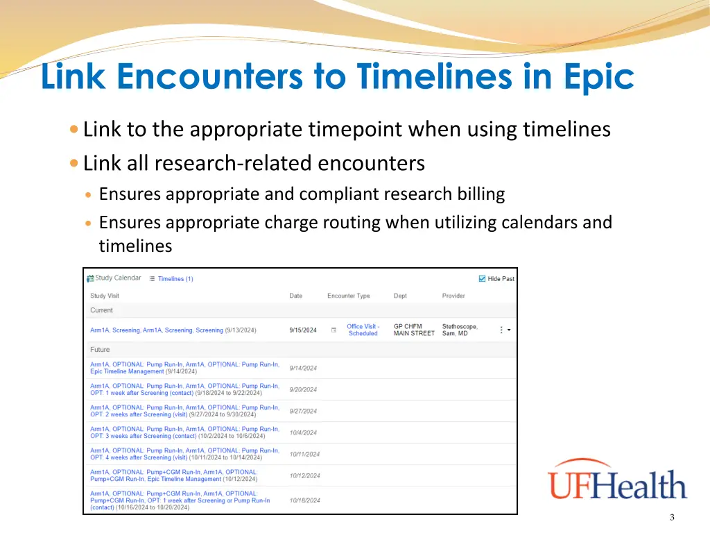 link encounters to timelines in epic