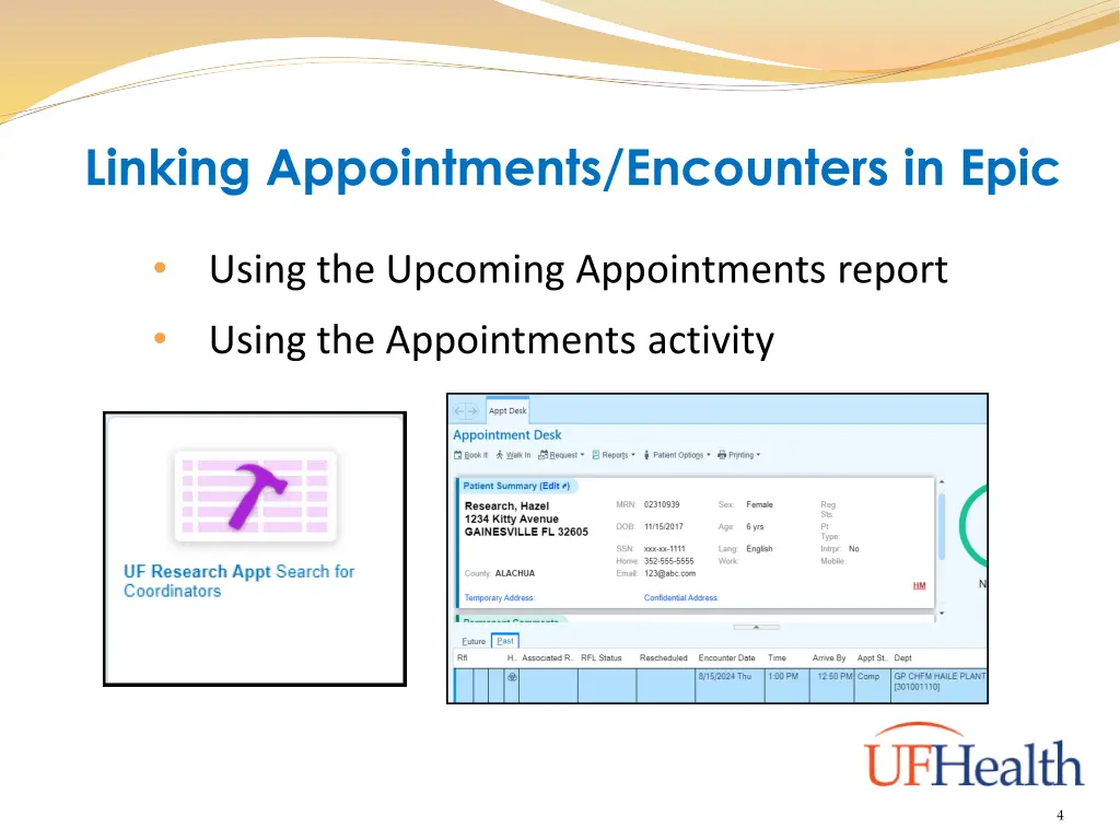 linking appointments encounters in epic