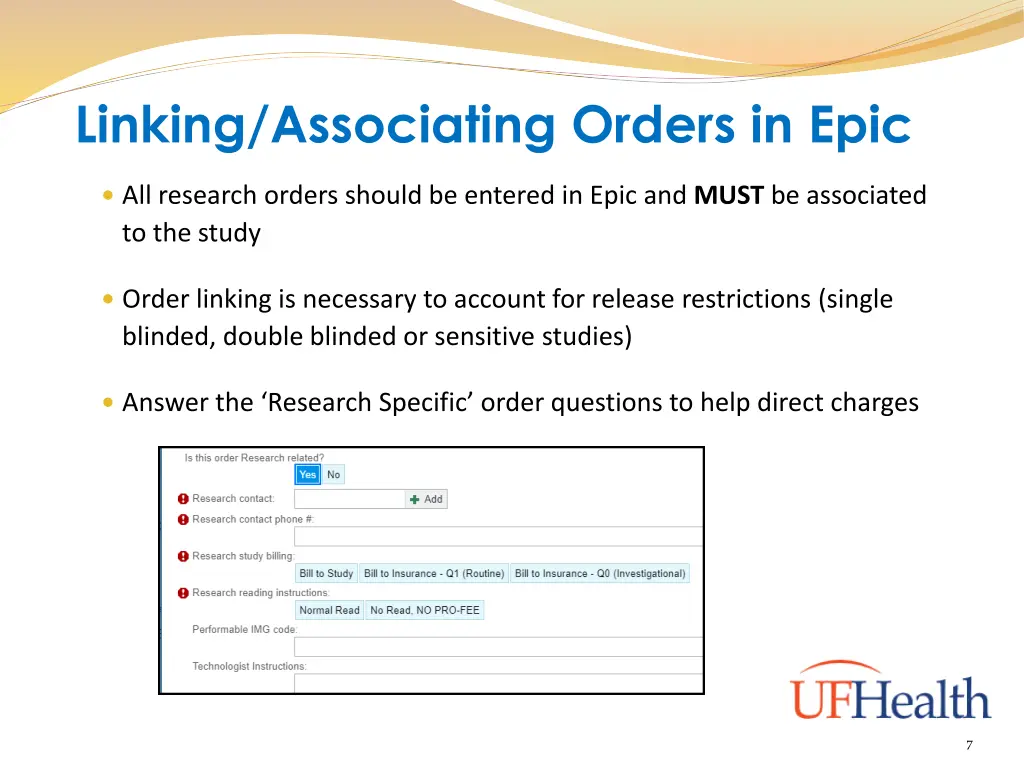linking associating orders in epic