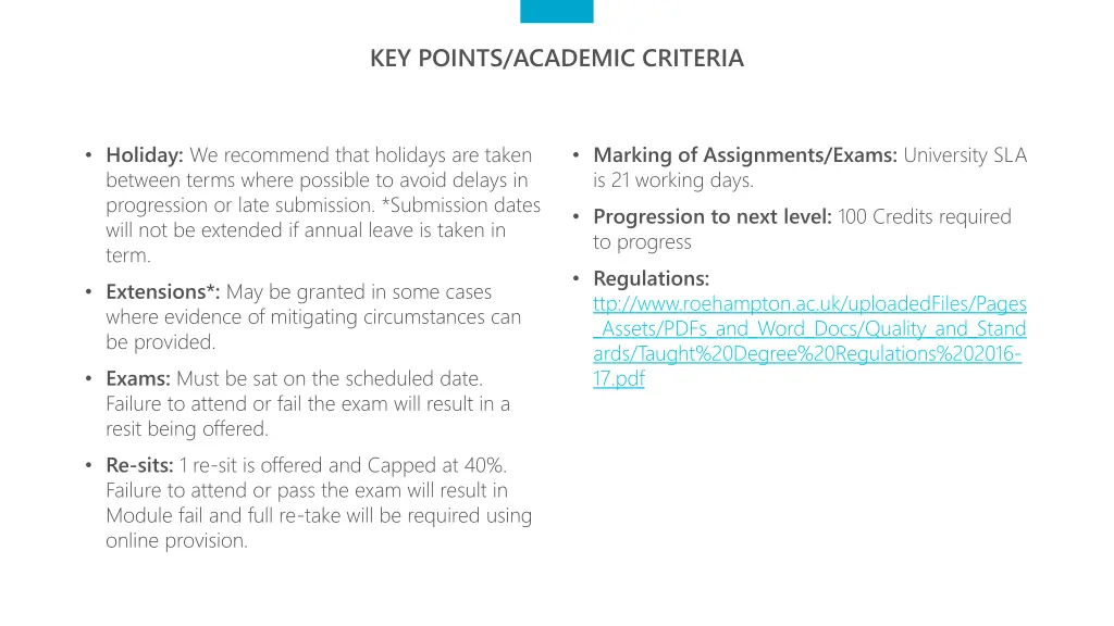 key points academic criteria