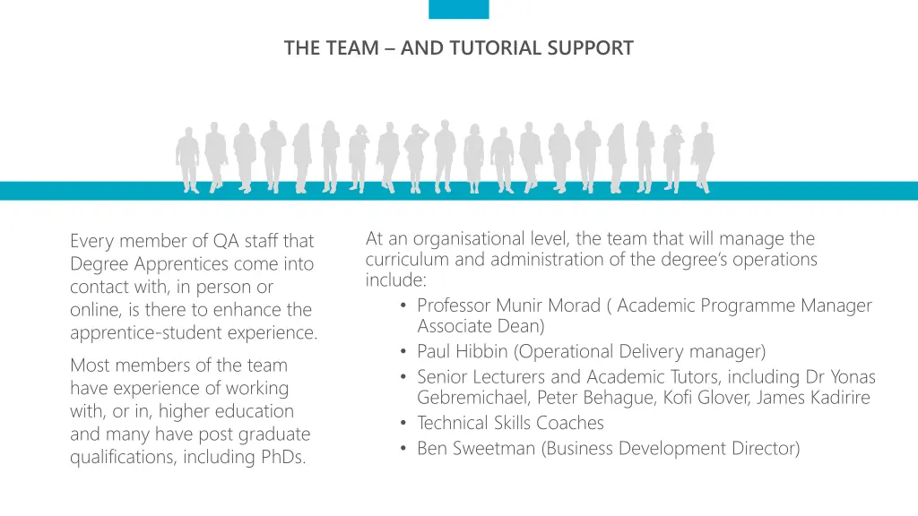 the team and tutorial support