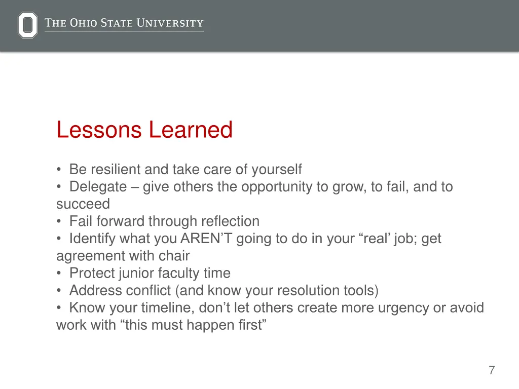 lessons learned