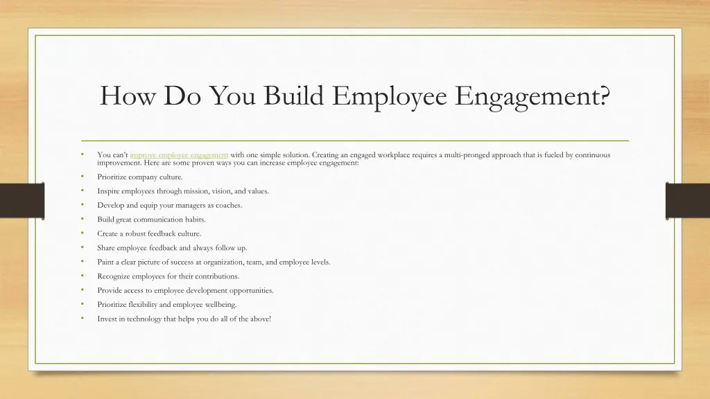 how do you build employee engagement
