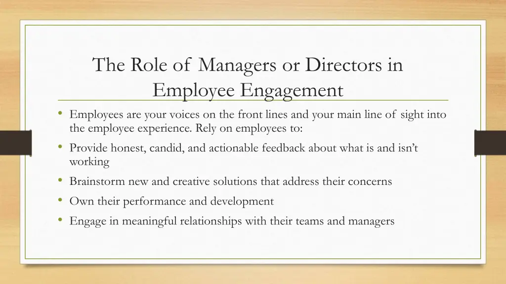 the role of managers or directors in employee