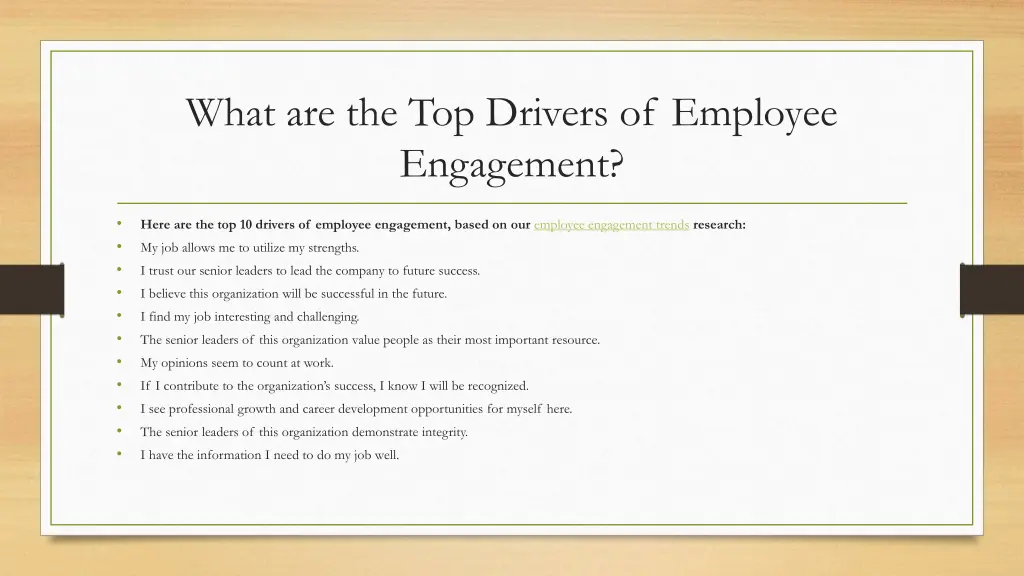 what are the top drivers of employee engagement