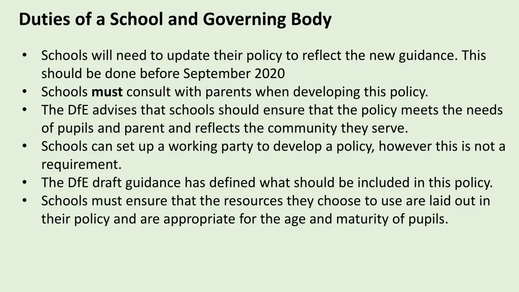 duties of a school and governing body