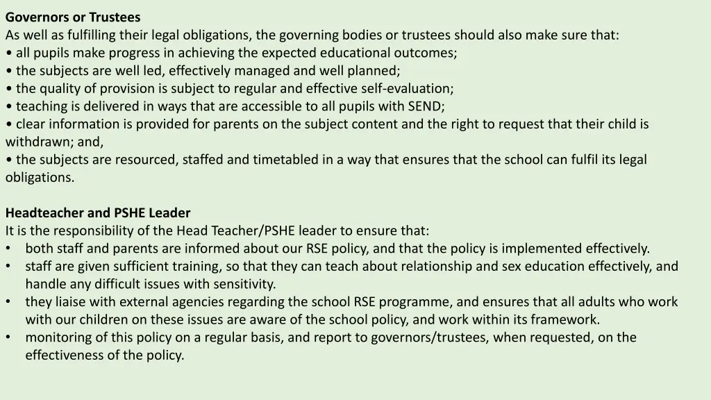 governors or trustees as well as fulfilling their