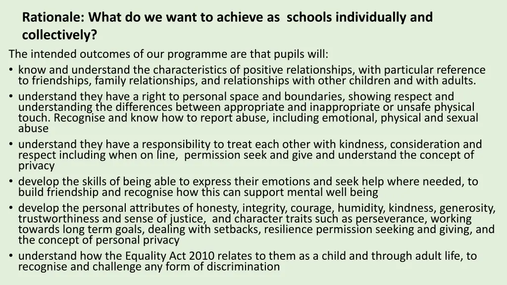 rationale what do we want to achieve as schools
