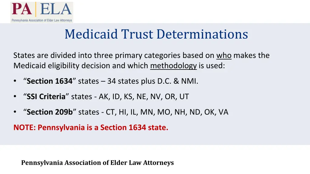 medicaid trust determinations