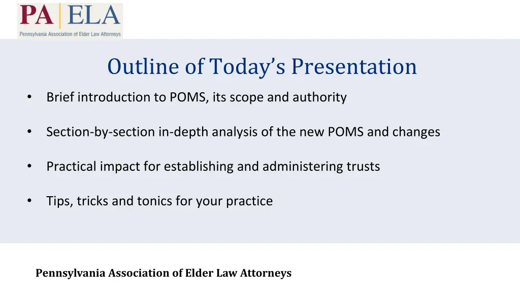 outline of today s presentation