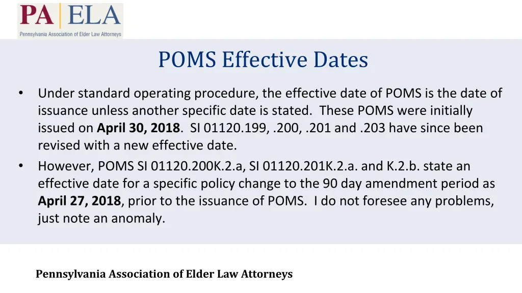 poms effective dates 1