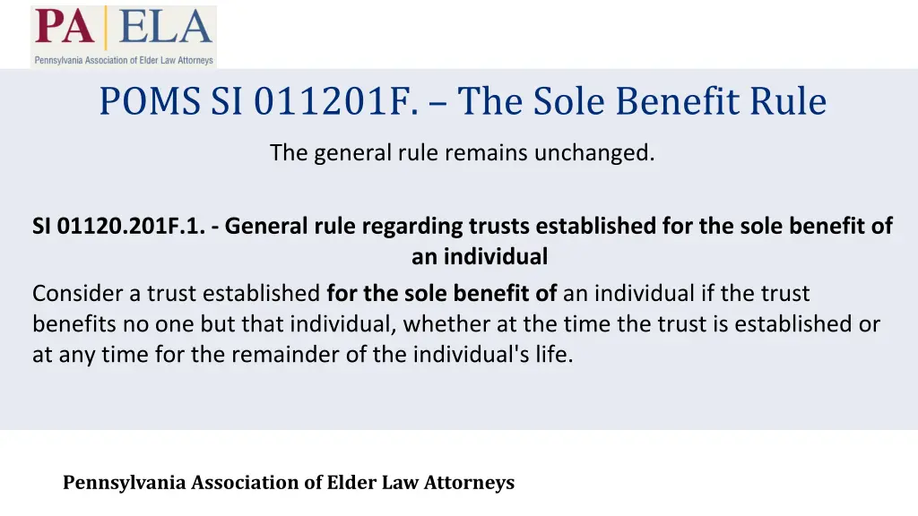 poms si 011201f the sole benefit rule 1